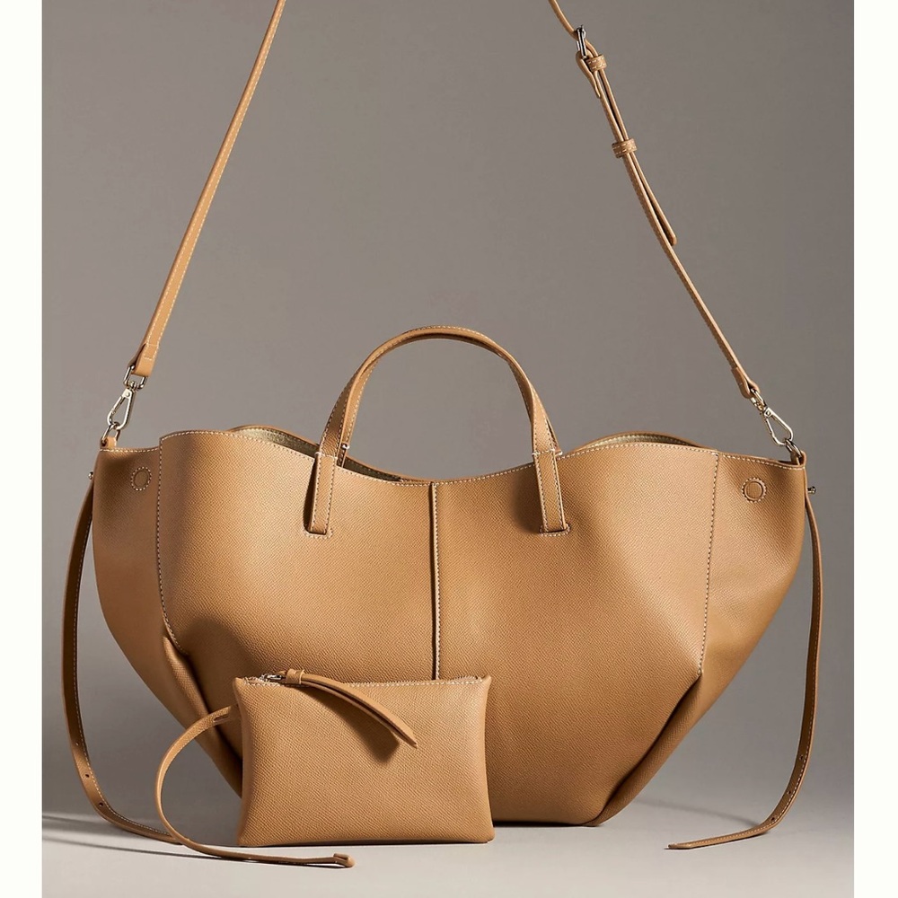 Anthropologie Tan Leather Tote Bag - Picture 2 of 7